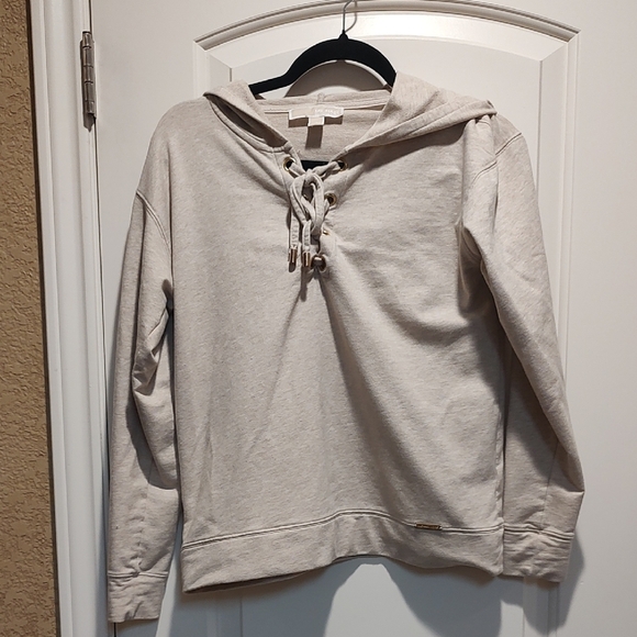 Michael Kors Tops - Michael Kors Beige Lace-Up Hoodie